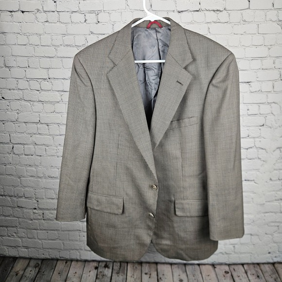 Jos. A. Bank Other - Jos A Bank Executive Collection Mens Tan Brown Houndstooth Wool Blazer Jacket